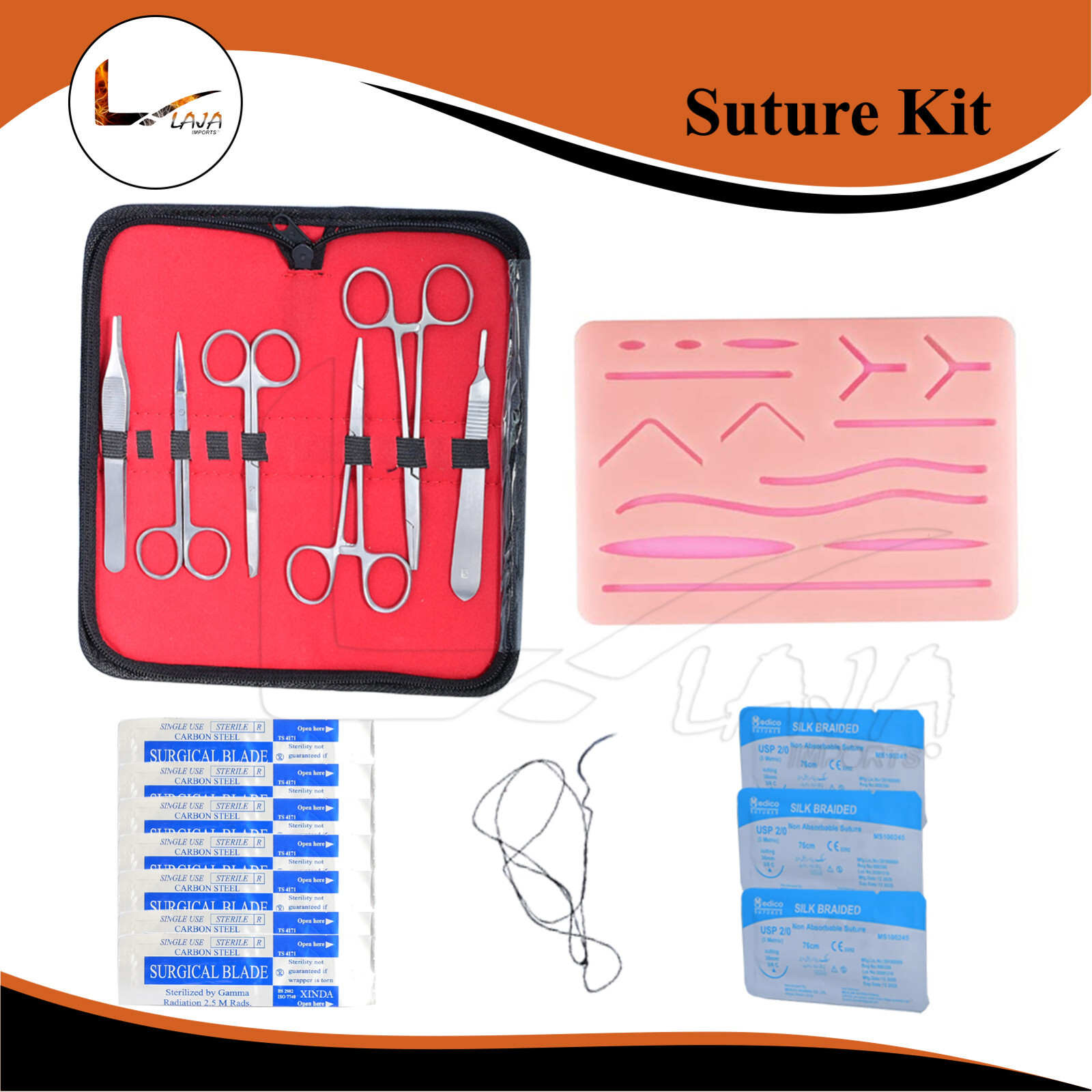 29 Pieces Surgical Suture Kit Basic First Aid Medical Travel Kit