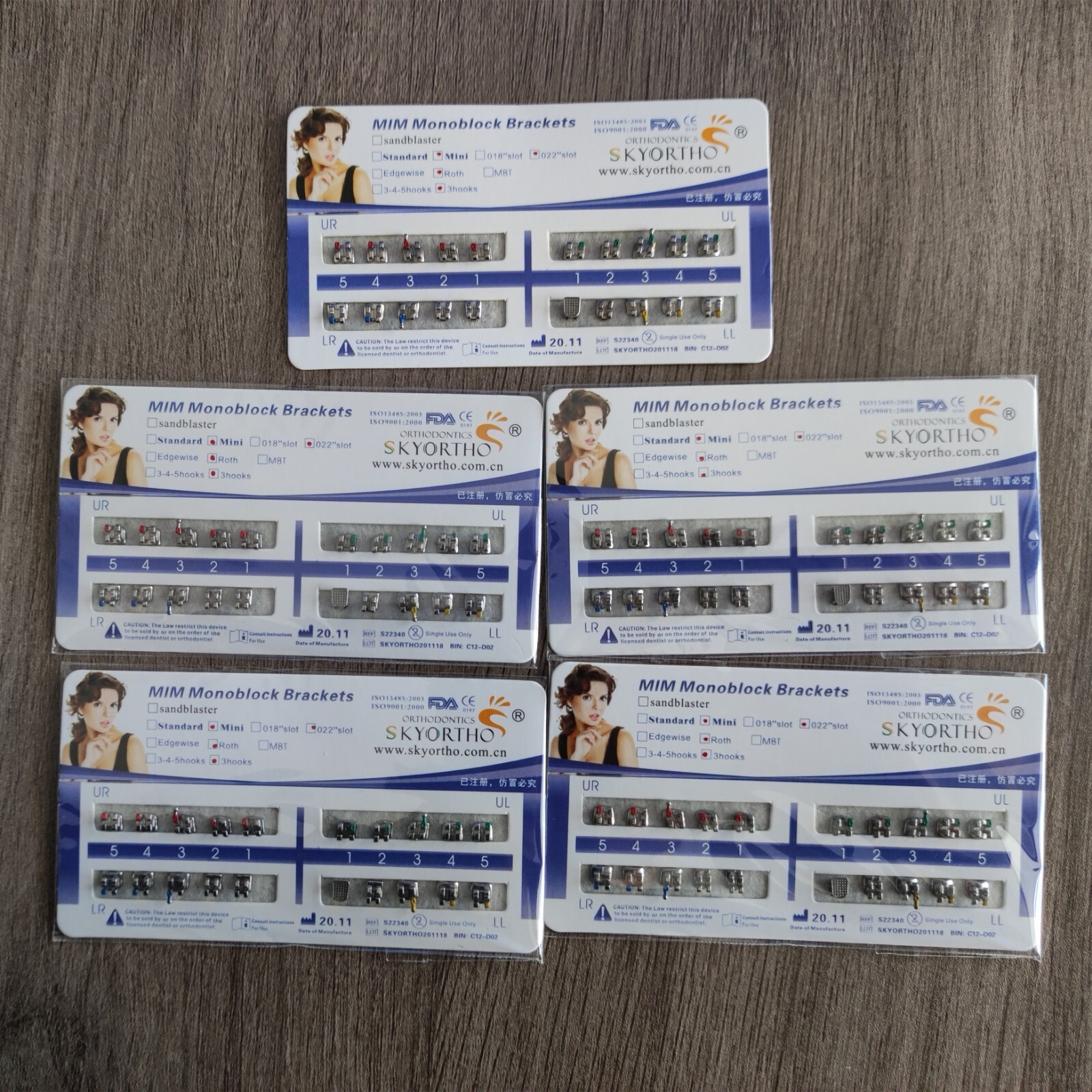 10 Packs Dental Brackets Metal Braces Mini Roth 022 no Hook MIM Ultrathin
