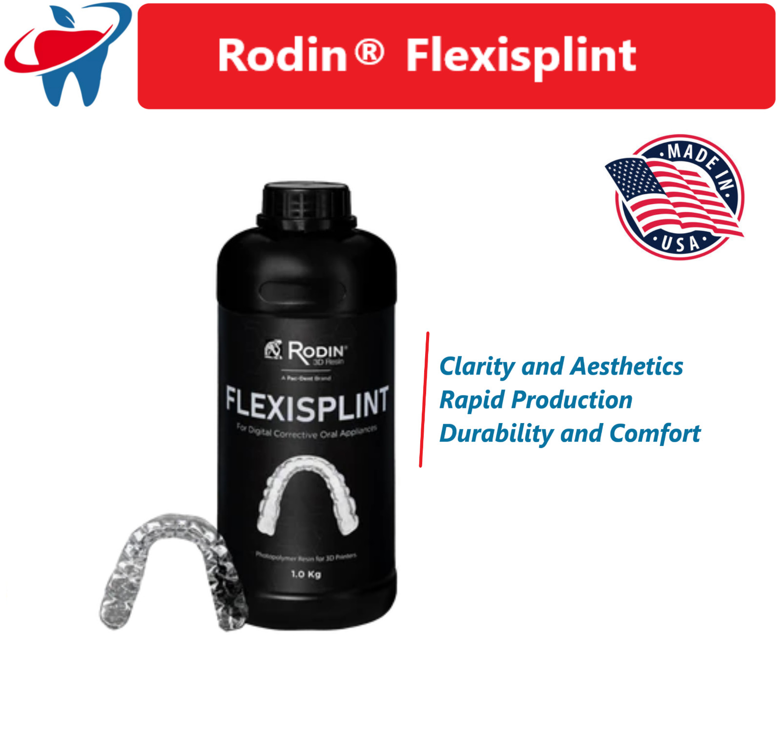 Pac Dent Rodin® FlexiSplint, Soft, 1kg/Btl, 3D Resins