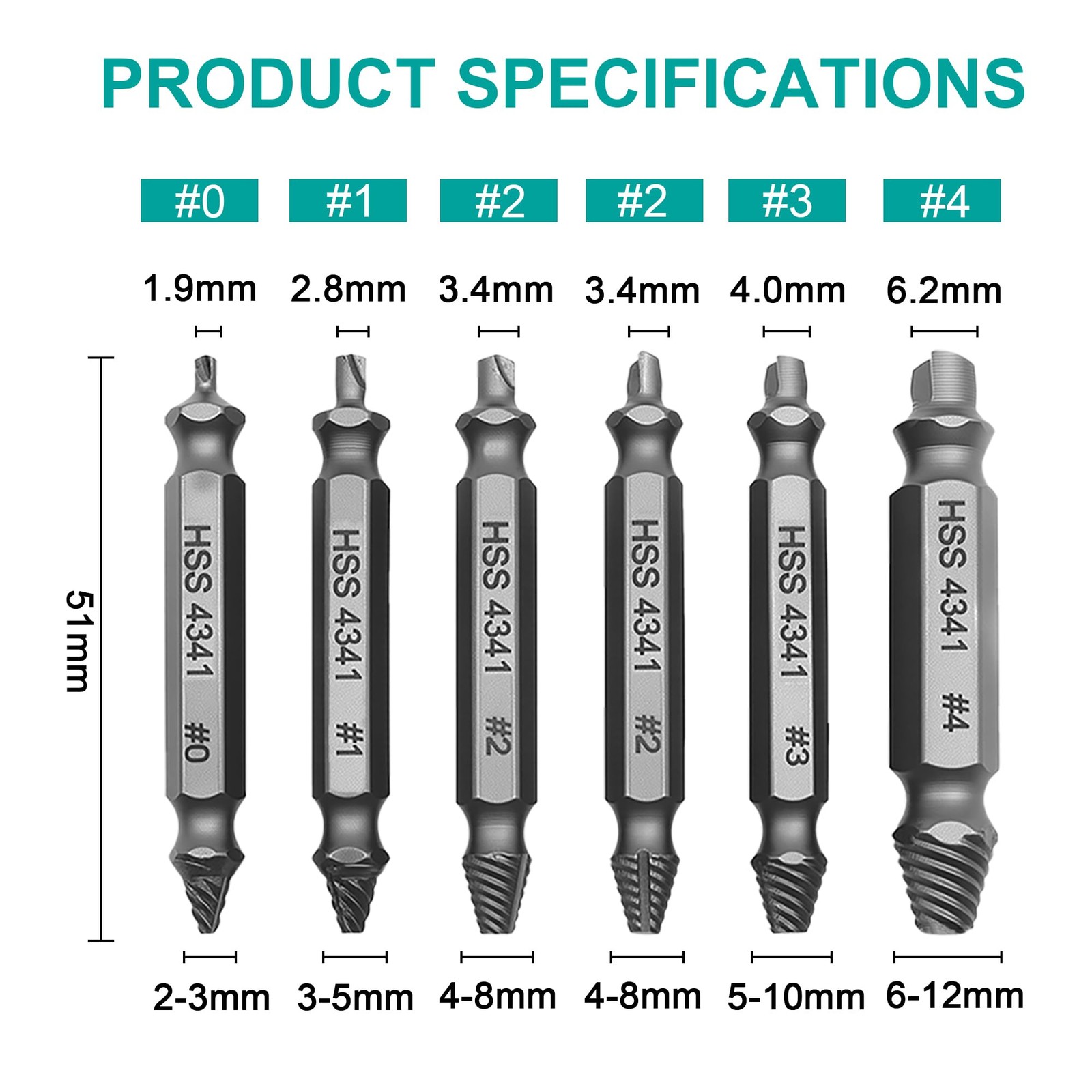 Damaged Screw Extractor Set 6PCS, Stripped Screw Extractor, Easy Out Removal of
