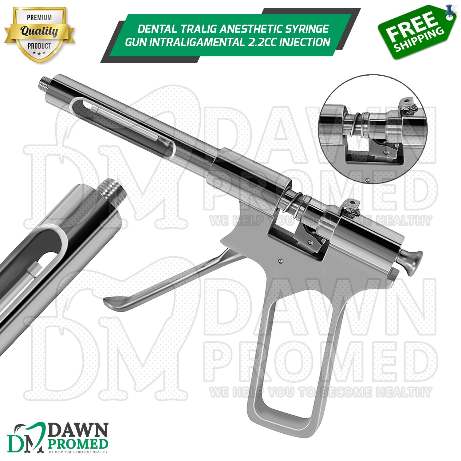 Dental Tralig Anesthetic Syringe Gun Intraligamental 2.2cc Injection German Gr