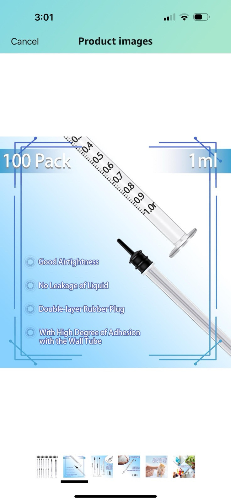 100PCS 1ml 1cc Syringe with Caps Luer Slip Tip No Needle Pipette for Pets
