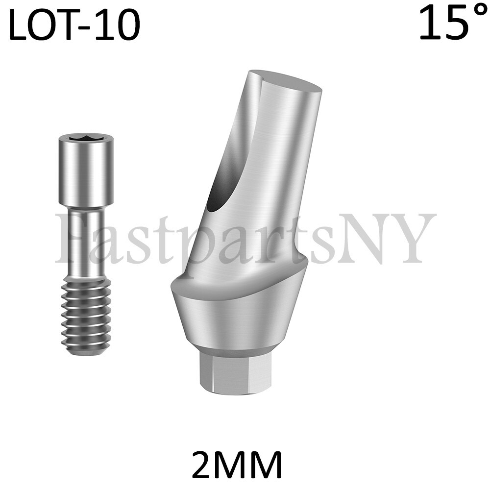 Lot x 10 Angled 15 degree Titanium Abutment hex 2.42 shoulder screw 2 mm