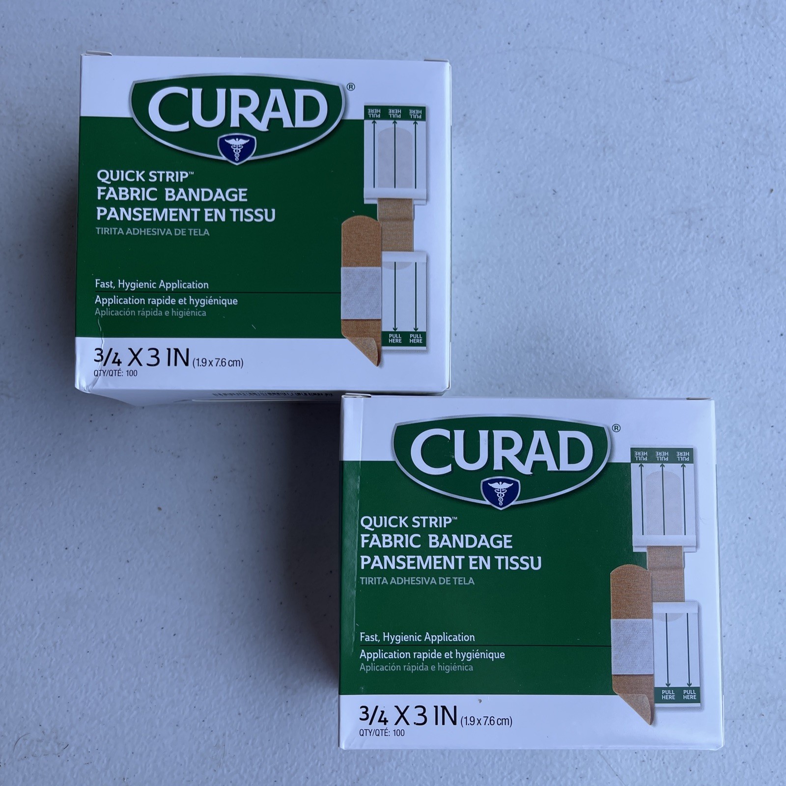 Curad Quick Strip Fabric Bandages, 3/4″ X 3″ (1.9 Cm X 7.6 Cm), Box of 100×2 LOT