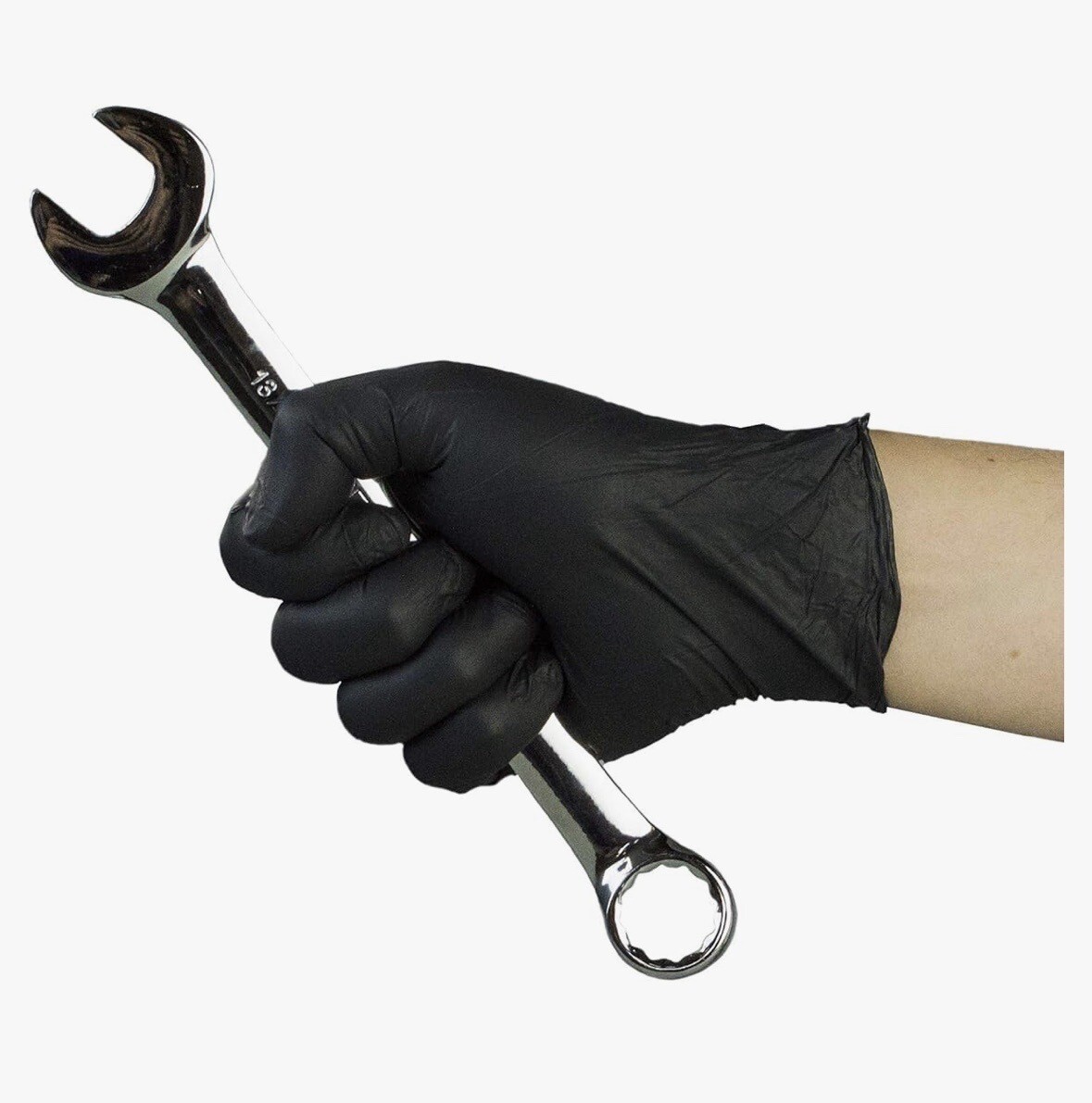 GlovePlus Nitrile Disposable Industrial Gloves, Black, M – Box of 100,