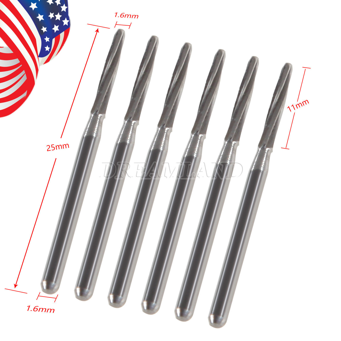 6 Pcs Dental Endodontic Tungsten Carbide Burs Set FG Zekrya 25mm Drill