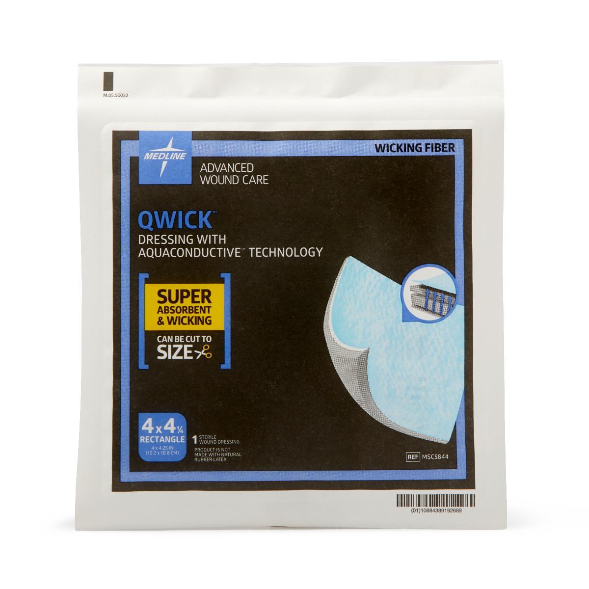 Qwick Nonadhesive Wound Dressings with Aquaconductive Technology 4.25″ x 4″