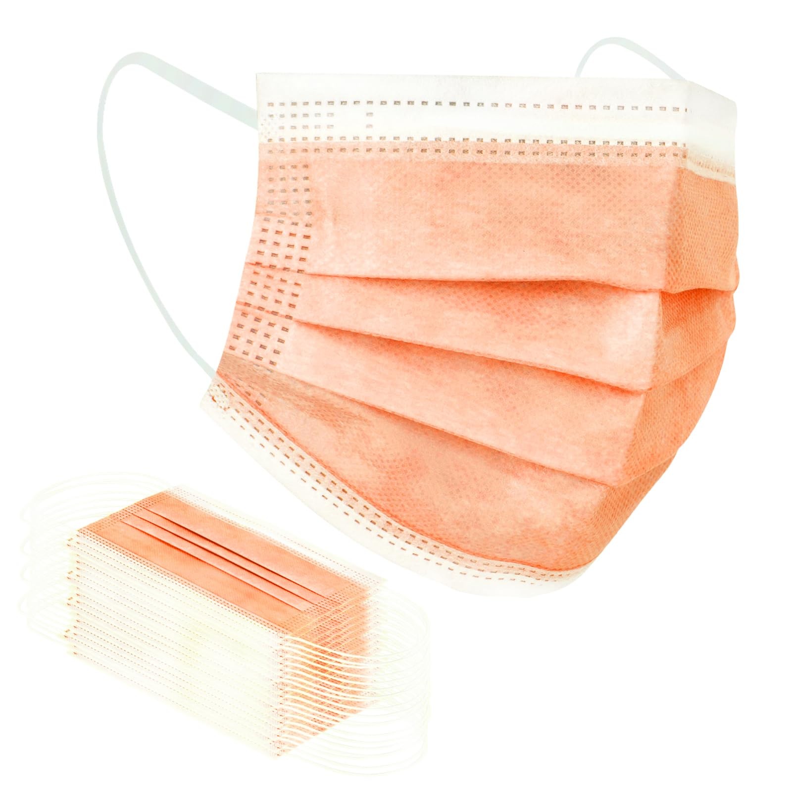 Borje Disposable Face Mask 100 Pcs Face Masks 3 Ply Protection Masks Tangerine