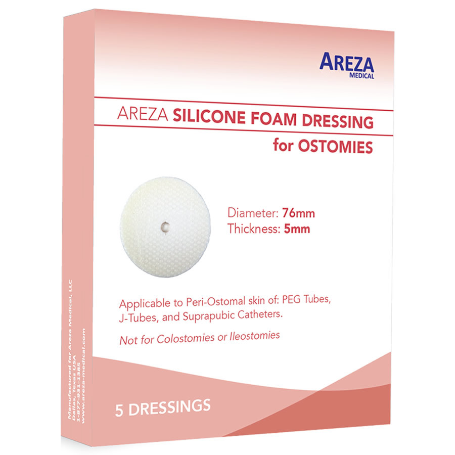 ROUND Silicone Foam wound Dressing – for Tube site & PEG – Absorbs Leakage