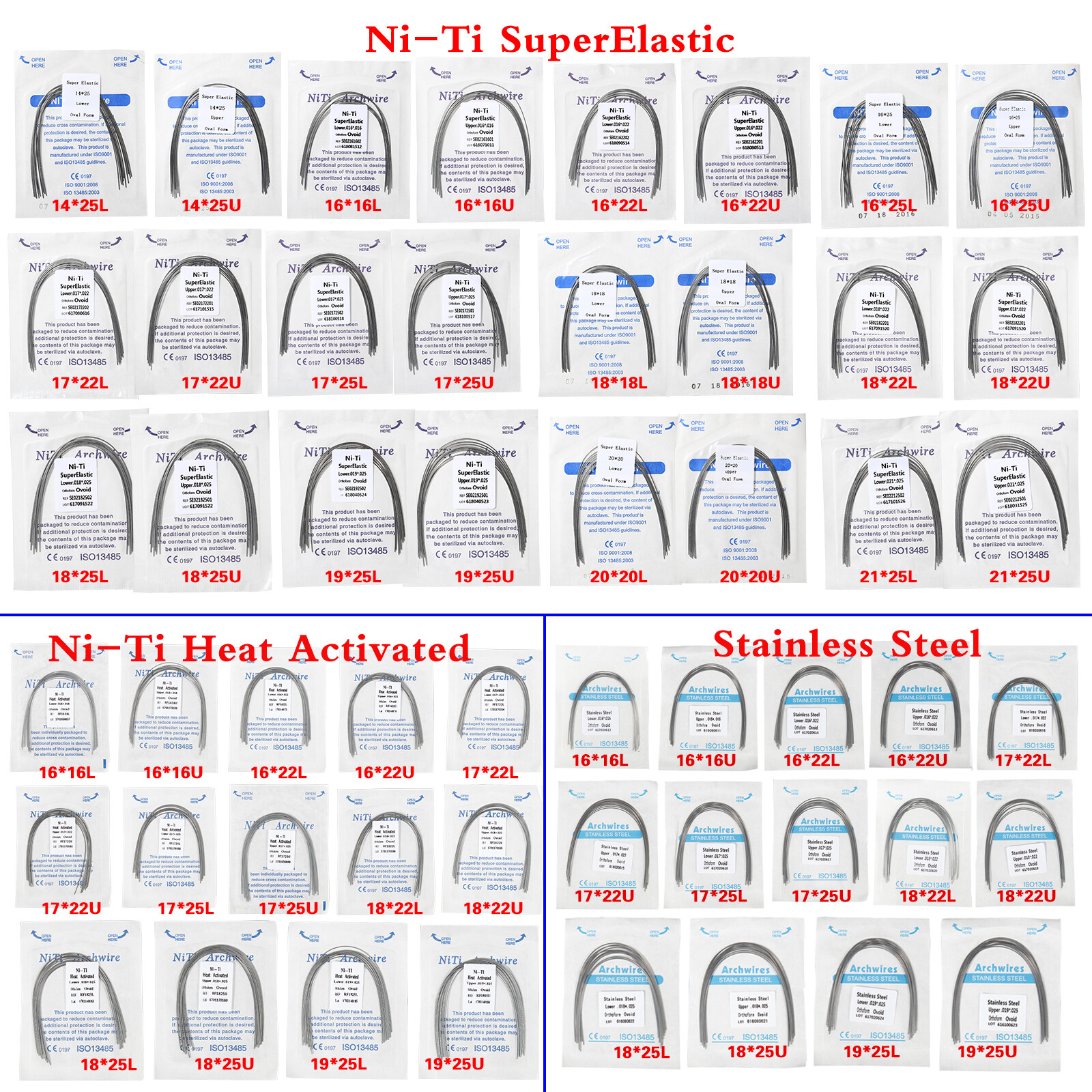 Ortho Round /Rectangular Arch Wires Niti/Stainless Steel/ Heat Thermal Activated