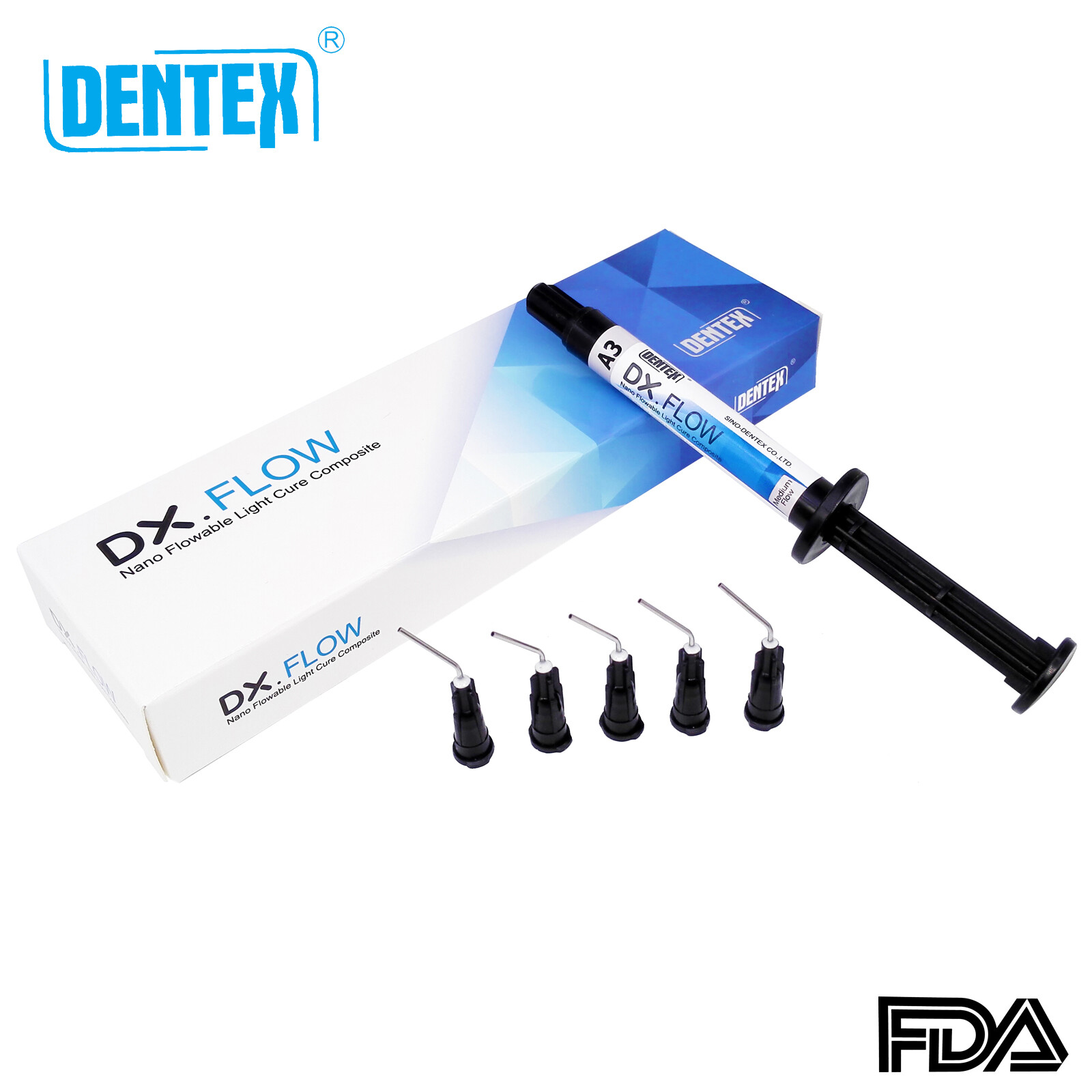 DX.FLOW DENTEX Flowable Medium Flow Light Cure Composite Resin A1, A2, A3