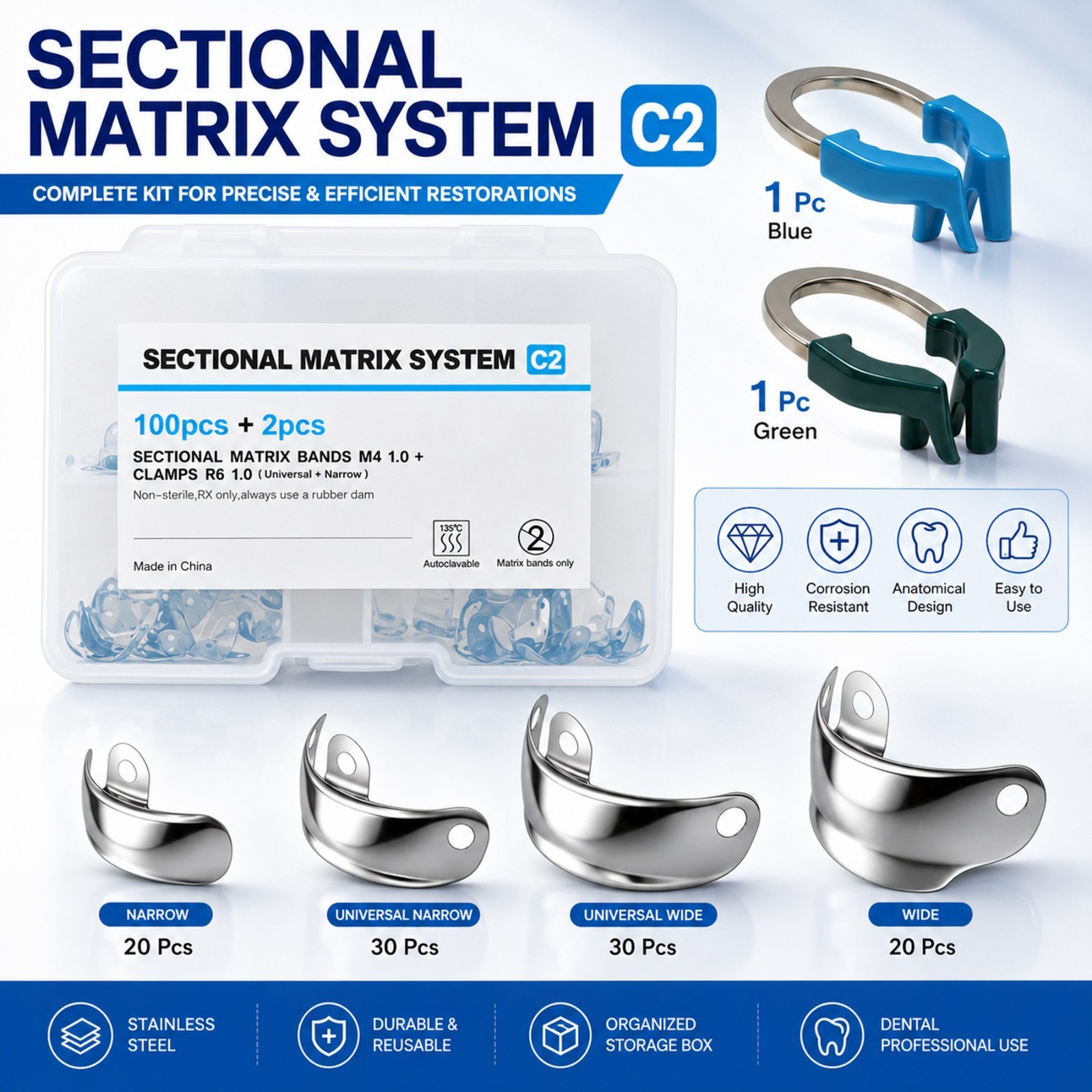 Dental Matrix Bands Sectional Ring Clamp Garrison Palodent V3 System Restoration