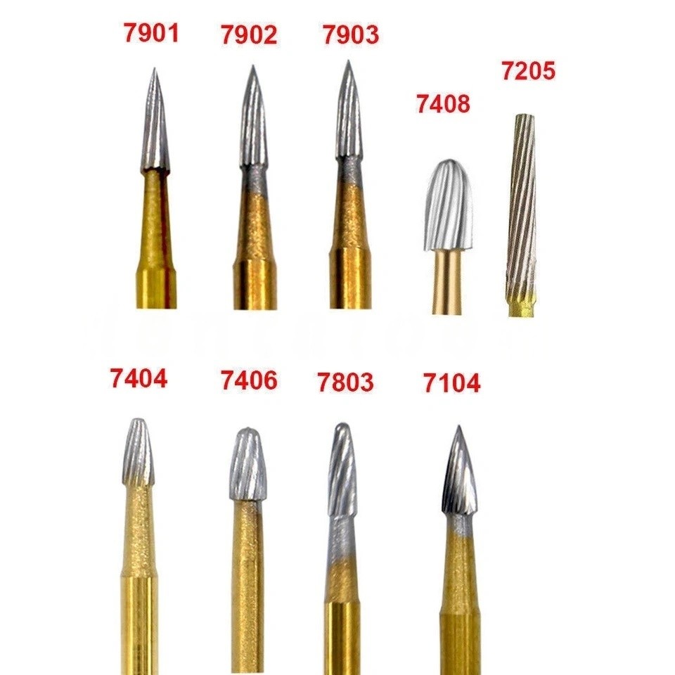 Dental Tungsten Carbide Burs Finishing Polishing Trimming FG Egg Football Flame