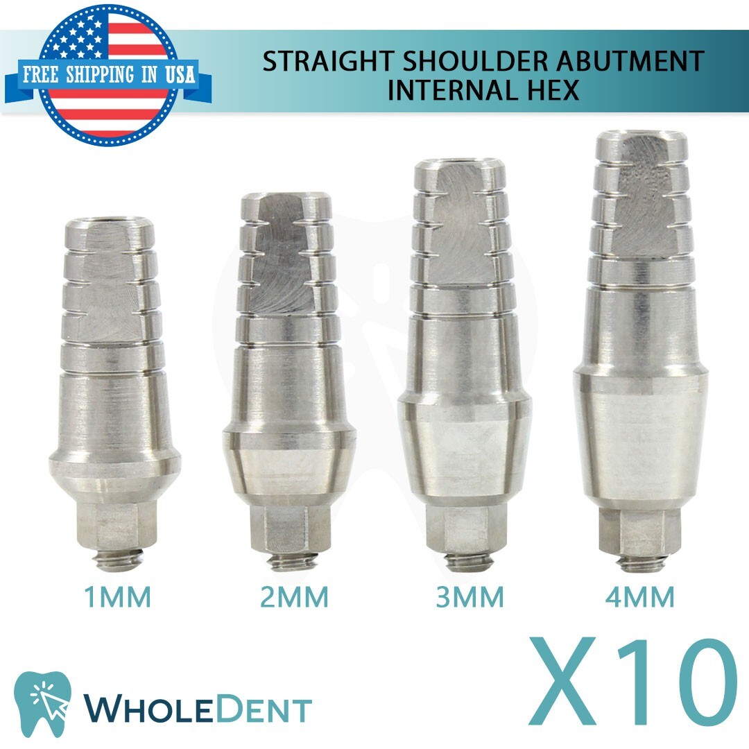 10x Standard Platform Int Hex 2.42mm Straight Shoulder Abutment Dental Ø4.5mm