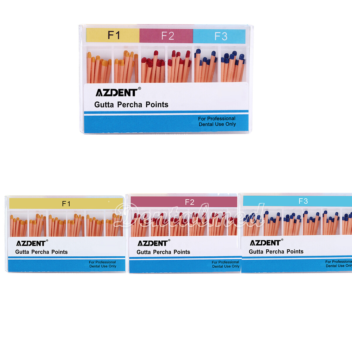 AZDENT Obturación endodóntica dental Puntos universales de gutapercha F1 F2 F3