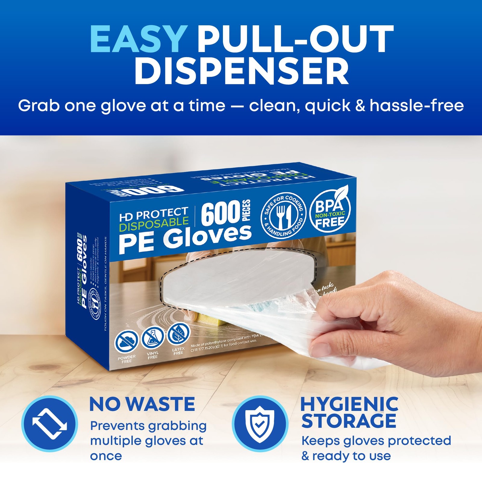 600 Pack Disposable Food Service Gloves, BPA & Latex-free Hdpe, Clear