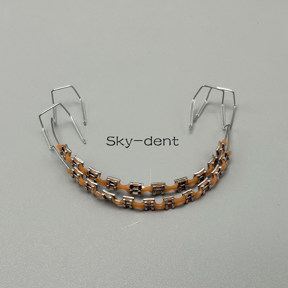 2Pcs/Pack Temporary Tooth Decoration with Metal Bracket Orthodontic Power Chains