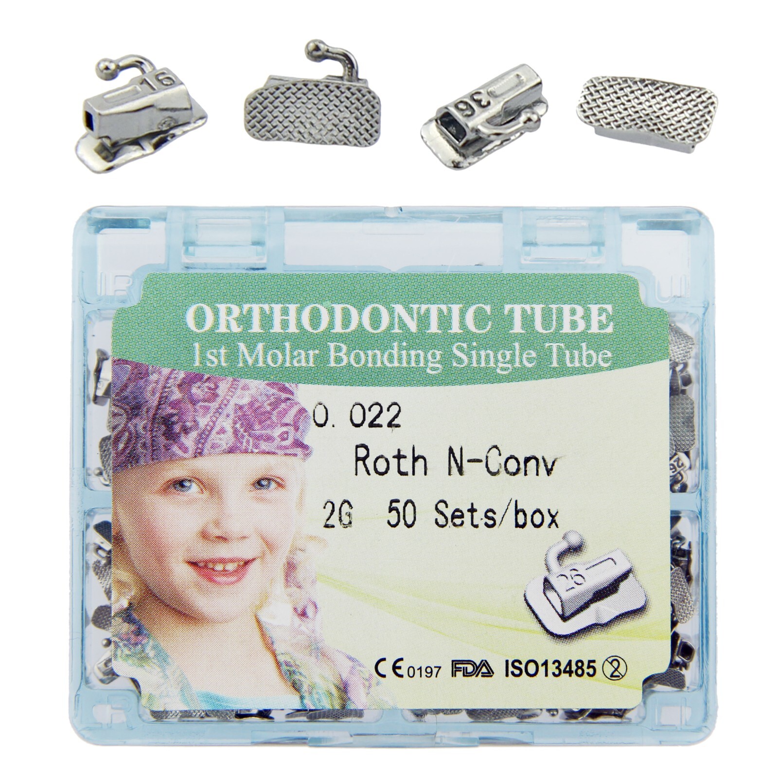 50 Sets Orthodontic Buccal Tubes 1st 2nd Molar Brackets tubos de ortodoncia MBT