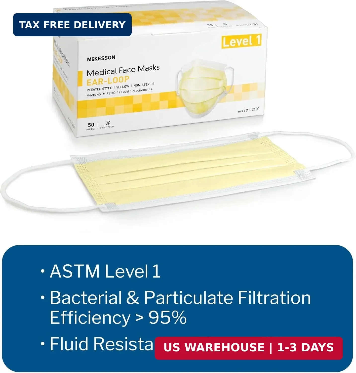 McKesson Procedure Mask Pleated 91-2101