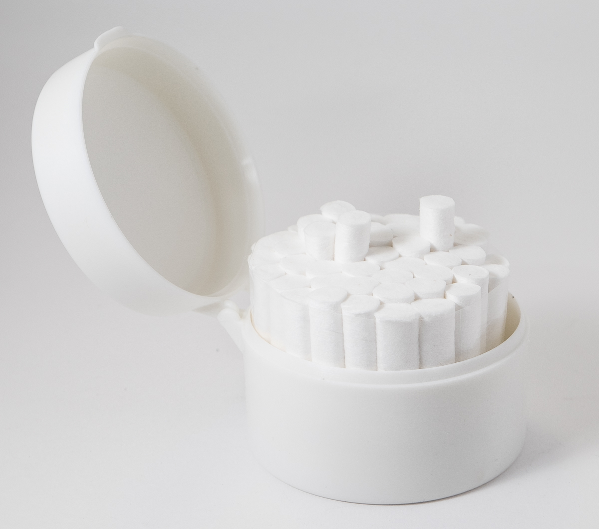 Dental Round Cotton Roll Holder Organizer W/ Embedded Placement Pins – White