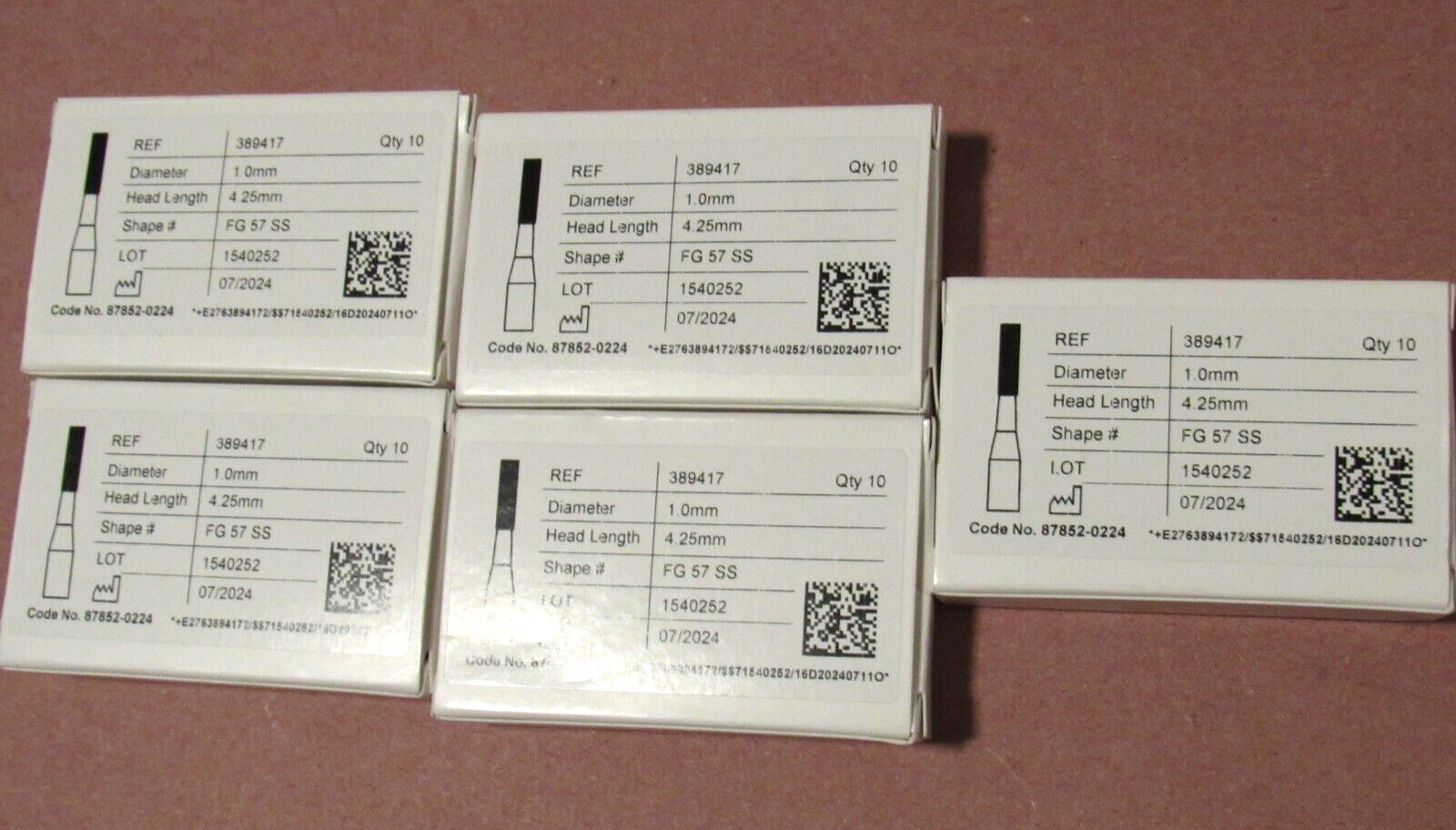 Denstply Midwest Rotary Instruments Carbide Burs FG 57 SS 1.0mm 4.25mm 50pc