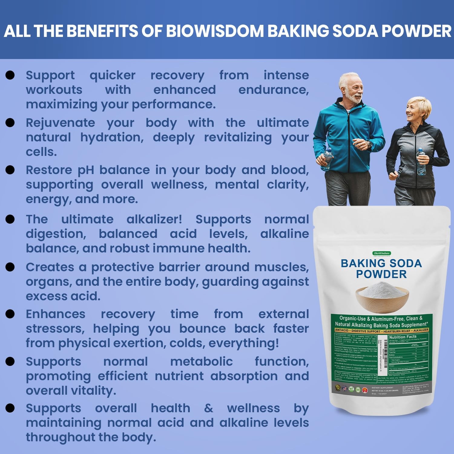 BioWisdom Nutraceuticals Baking Soda Powder for Organic 16 Ounce (Pack of 1)