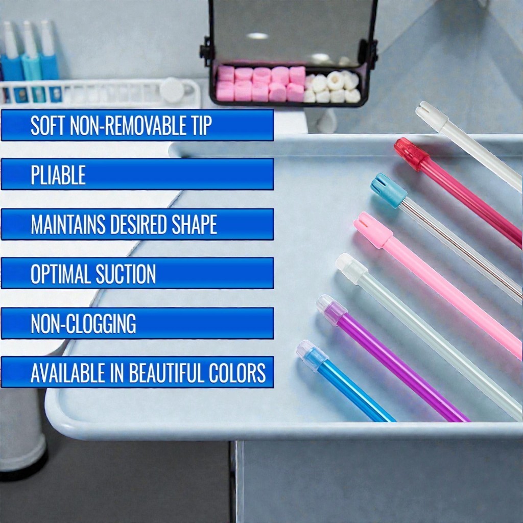 Dental Saliva Ejectors, Disposable Suction Tips Evacuator (Choose Color & Qty)