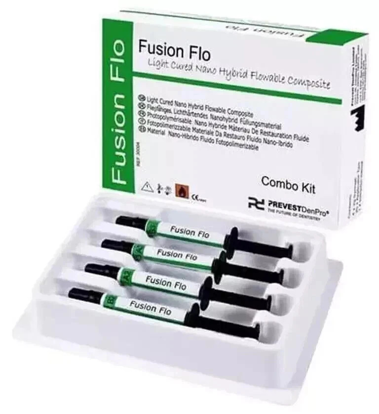 Hybrid Flowable FUSION FLO-Light Cured Nano Composite 4 x 2gm FAST FREE SHIPING