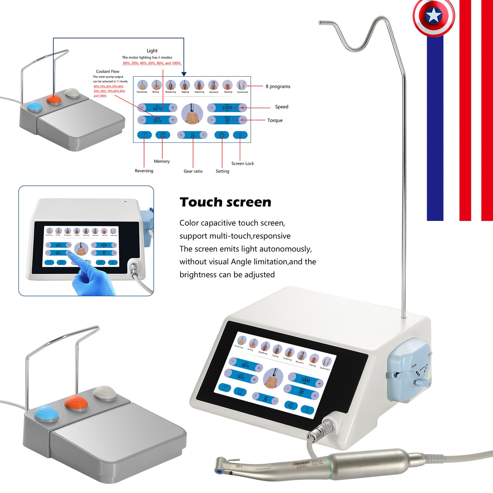 Monitor Osseointegration Stability Test / LED Implant Motor AC100-240V SANDENT