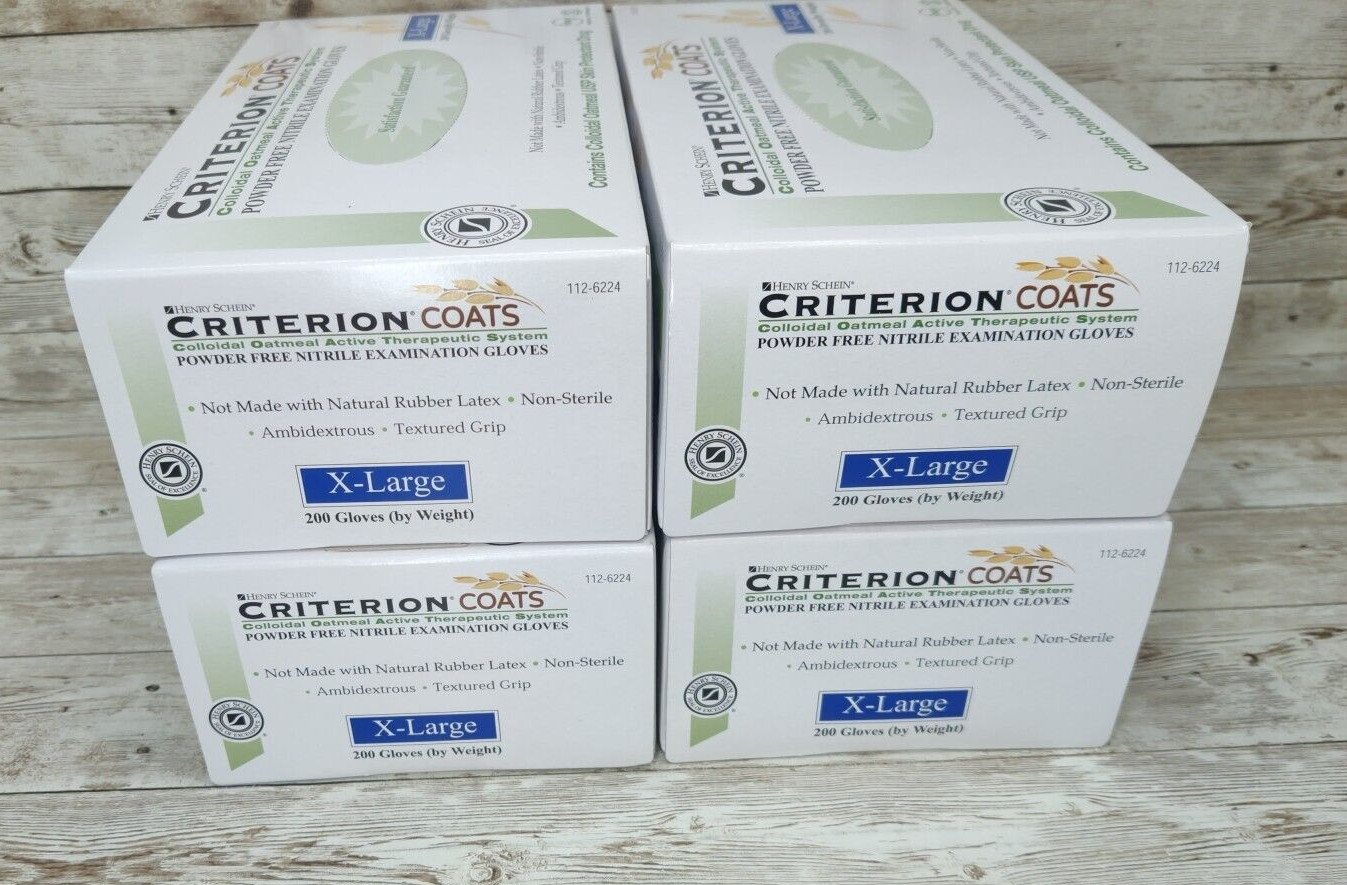 4 Boxes Henry Schein Criterion COATS Powder Free Nitrile Exam Glove Size XL