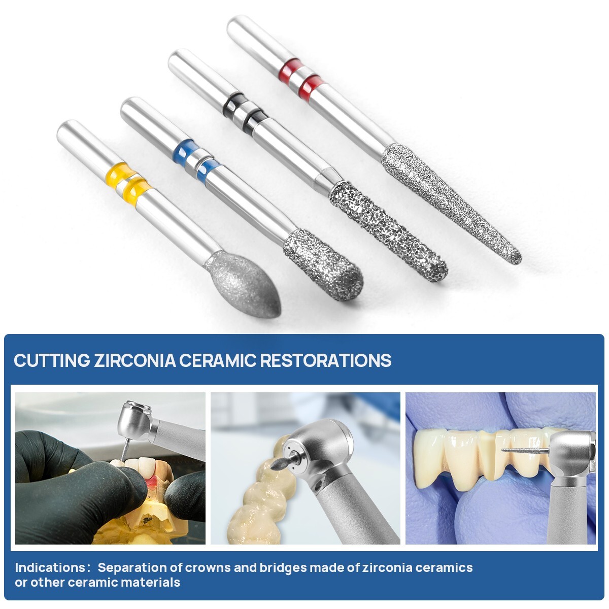 Dental Zirconcut Diamond Bur Cutting Zirconia Ceramic For High Speed Handpiece
