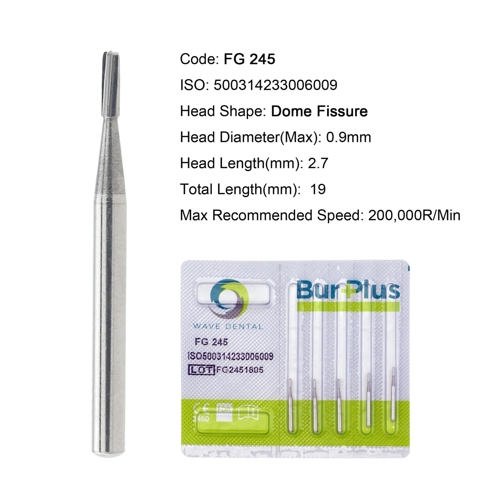 WAVE Dental Carbide Burs FG Pear 330 Diamond Burs Friction Grip High Speed 830