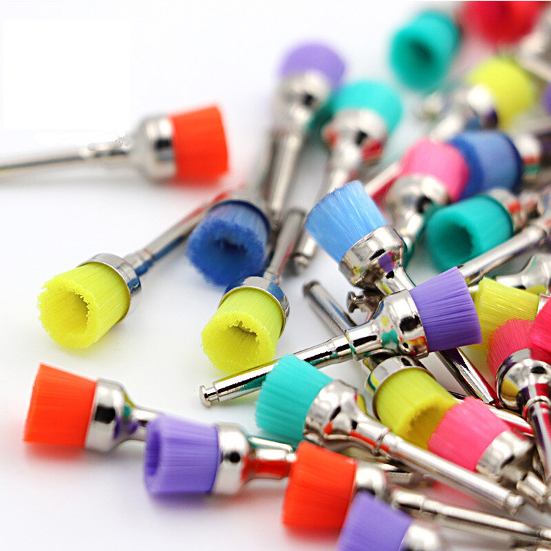100PCS Colorful Dental Nylon Latch Polishing Brush Polisher Prophy Cup Dentistry