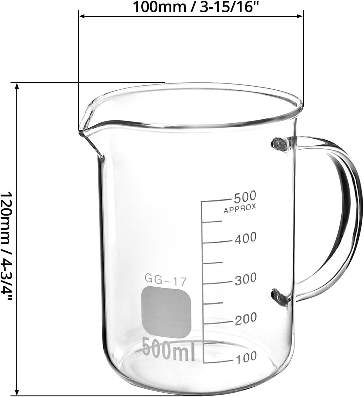 Beaker with Handle, 500Ml Measuring Cup, Borosilicate Glass,Beaker Mug