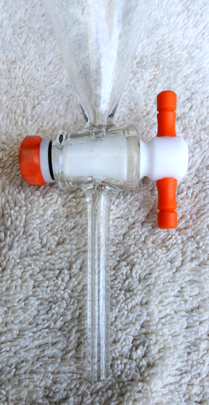 Two Lab Glass Separatory Funnels Telfon Glass Stopcock Ace Glass Inc.