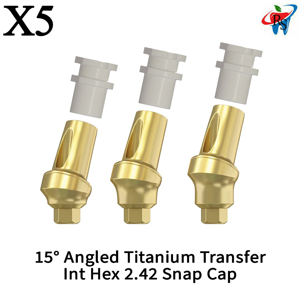 X5 Dental 15° Angled Titanium Transfer Component Int Hex 2.42 Snap Cap
