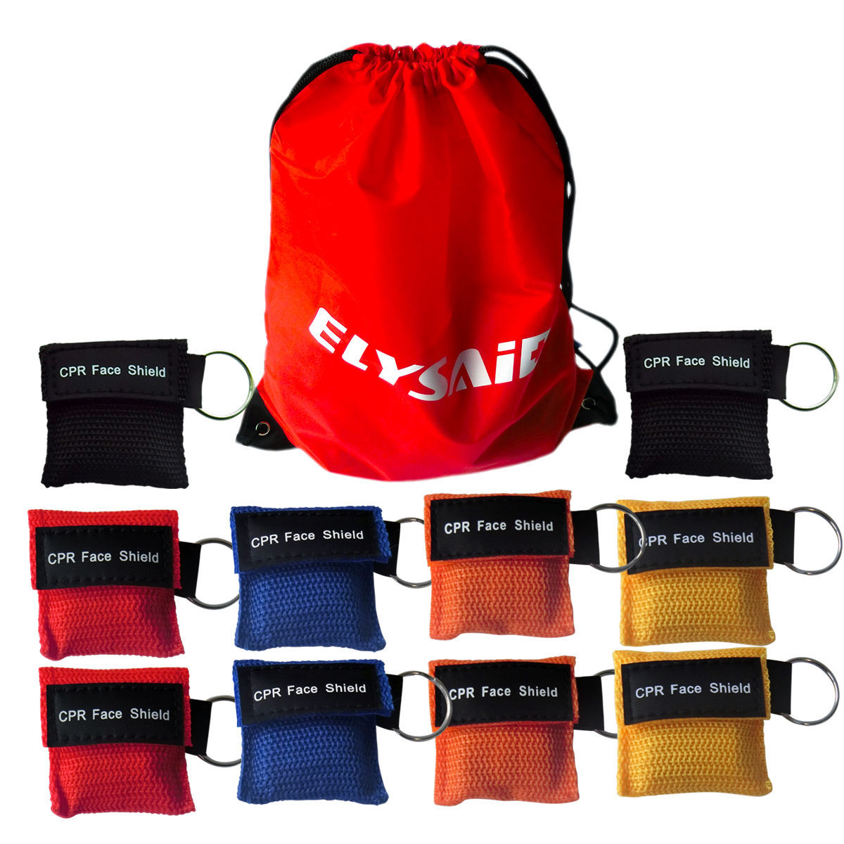 100PCS 5Colors Keychain Transparent CPR Mask First Aid Training CPR Face Shield