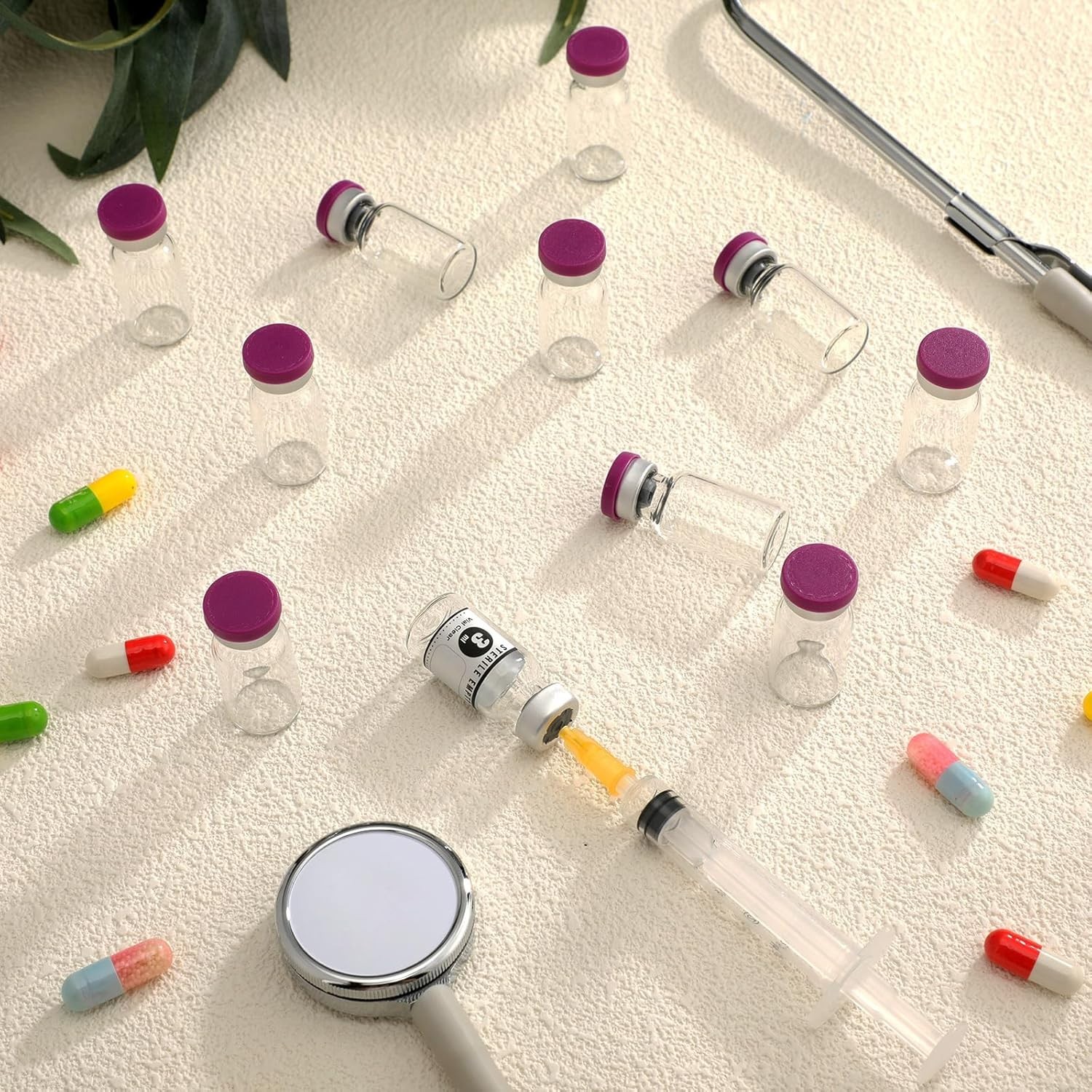 20 Pcs 3ml Sealed Sterile Empty Vials with Self Healing Injection Port Glass Pen