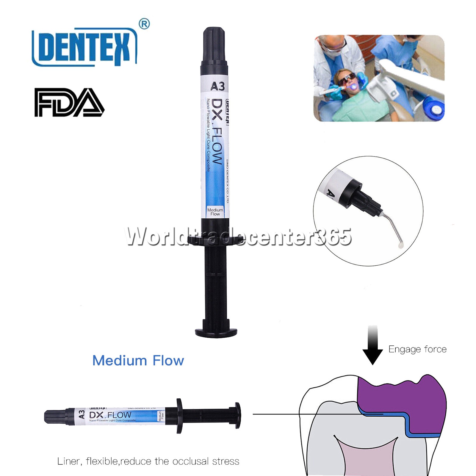 DX.FLOW Dental Flowable Light Cure Composite Resin Medium Flow DENTEX