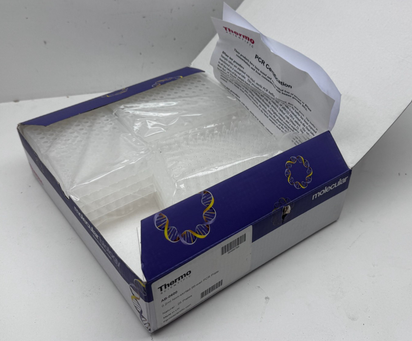 (15pcs) Thermo Scientific AB-0600 Non-Skirted 96-Well Segmented PCR Plate 0.2ml