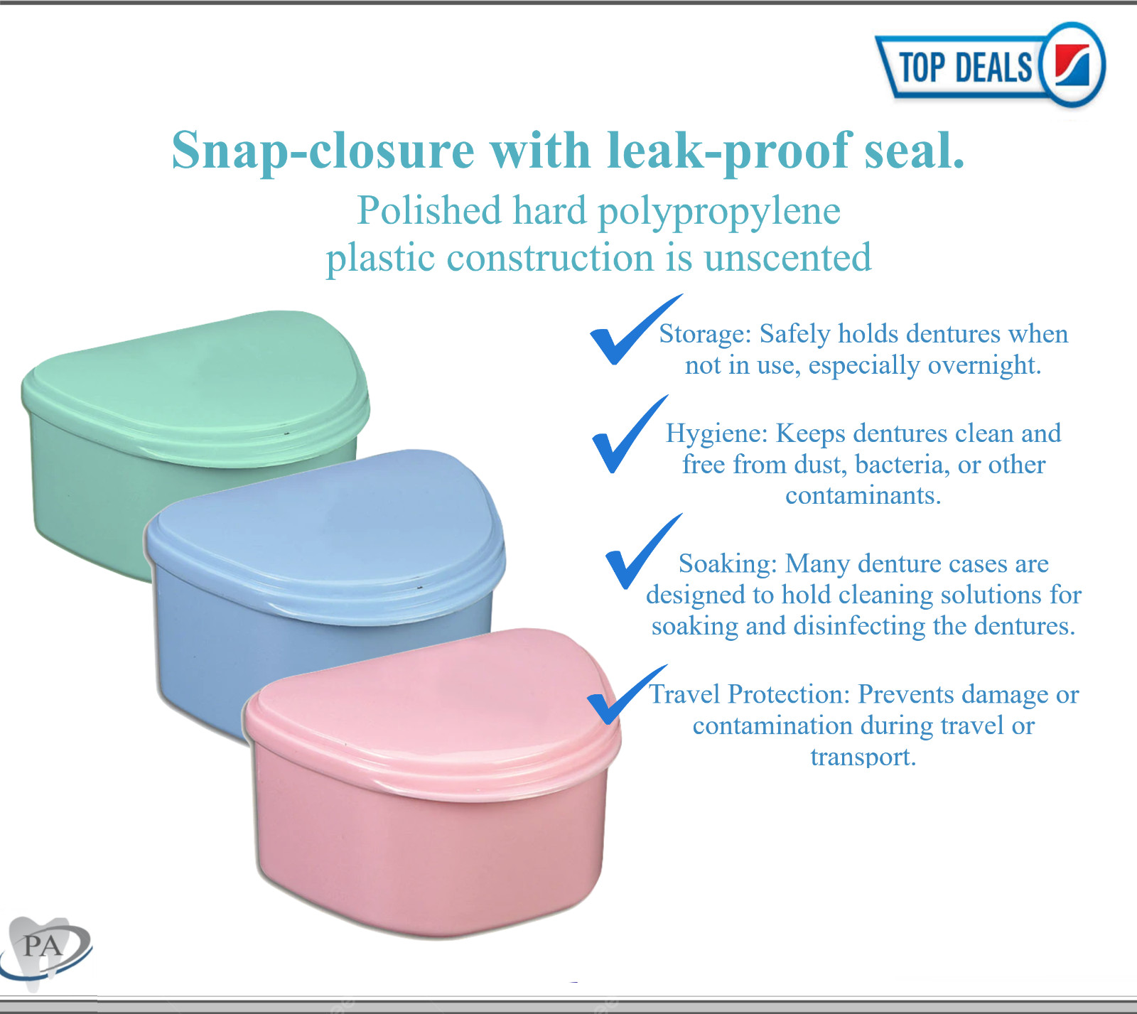 Dental Denture Box with Mini Denture Brush Denture Case Carrier , 4W», Assorted