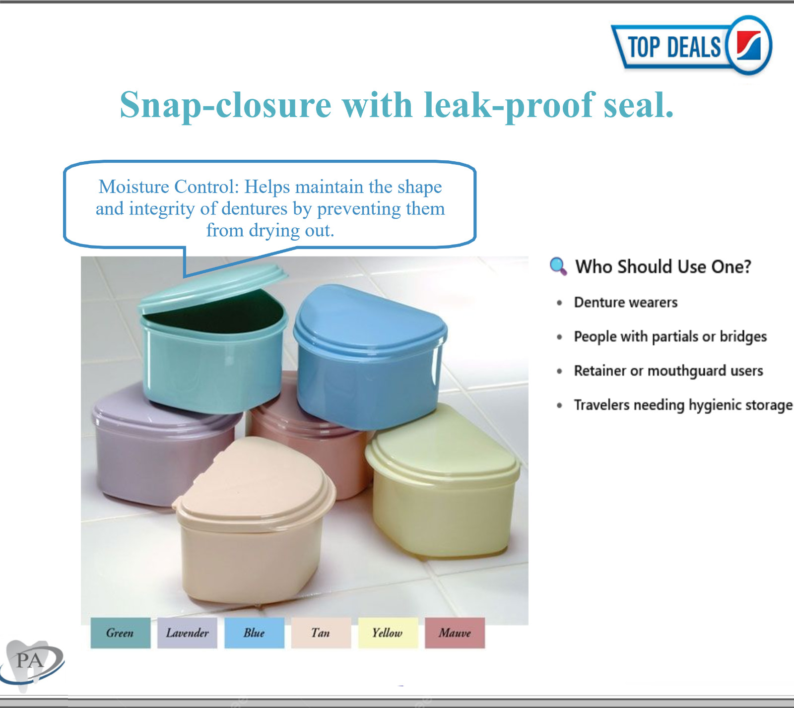Dental Denture Box with Mini Denture Brush Denture Case Carrier , 4W», Assorted