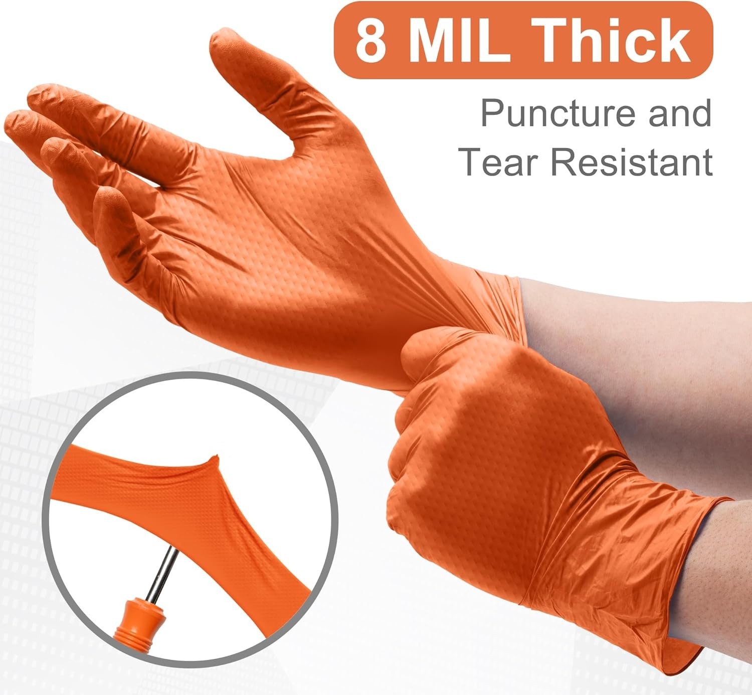 Versatile 8 Mil Nitrile Disposable Gloves with Diamond Grip – Safety in 50 Pack