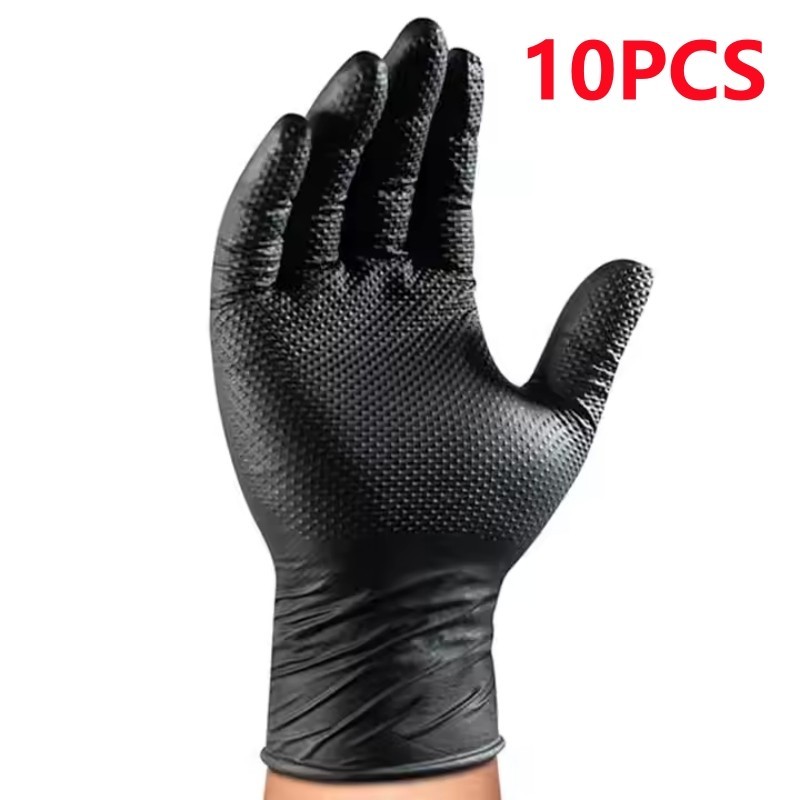 Black Nitrile Disposable Gloves 8 Mil Raised Diamond Texture | Fast Ship