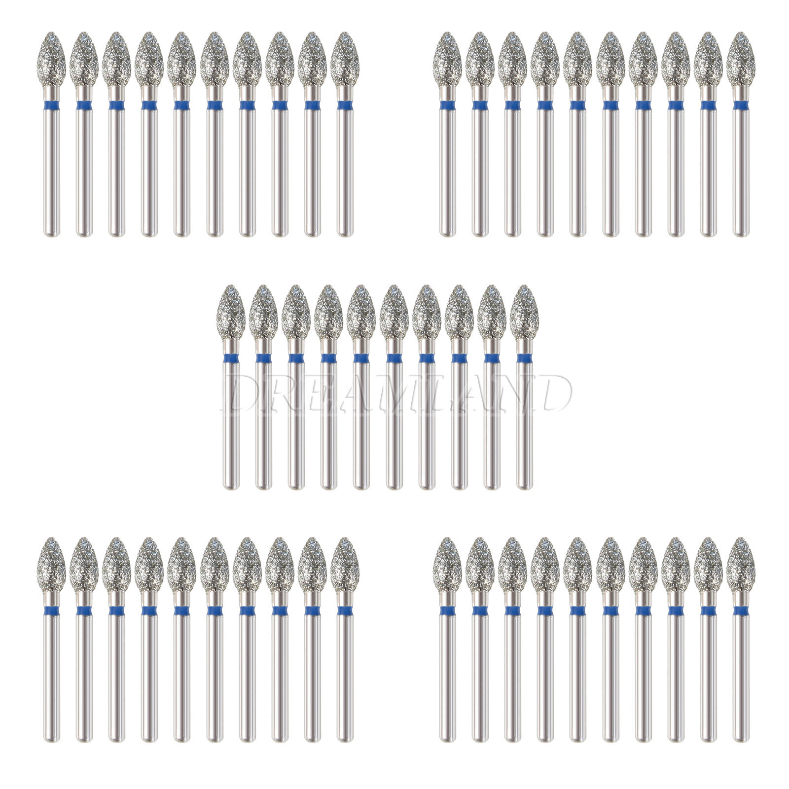 10 Packs Dental Diamond Burs FO-25 Flame Ogival End Medium Grit FG Dia. 1.6mm