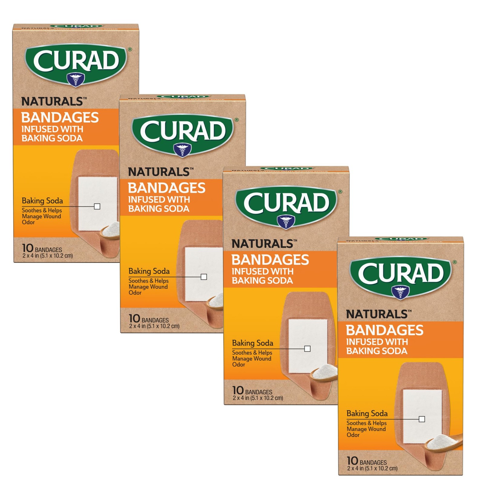 Curad Naturals Baking Soda Bandages 2 X 4 Individually Wrapped Sterile Bandage