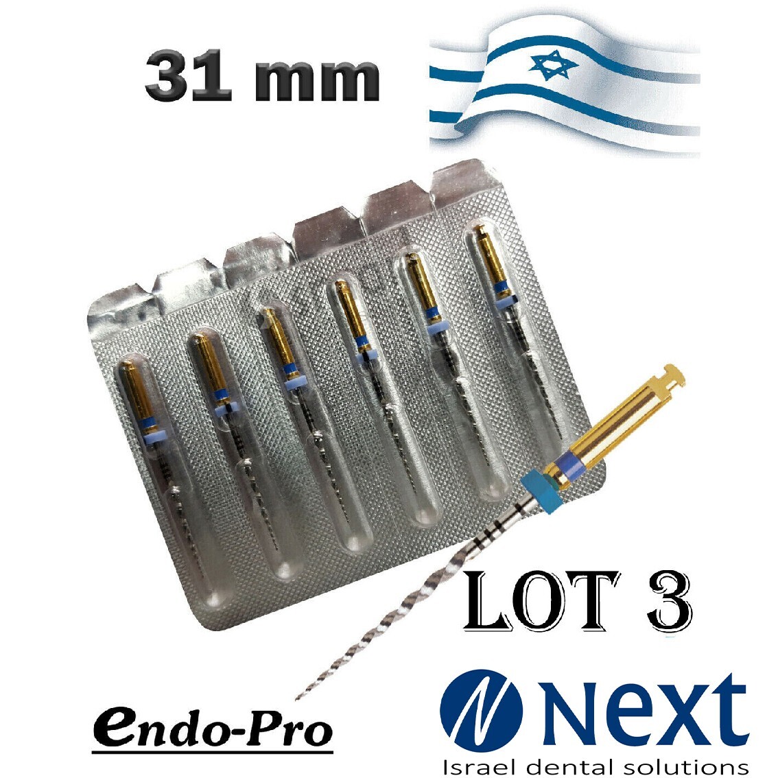 LOTx3 Dental NiTi Super File UNIVERSAL ENDO-PRO F3 root canal rotary 31 mm