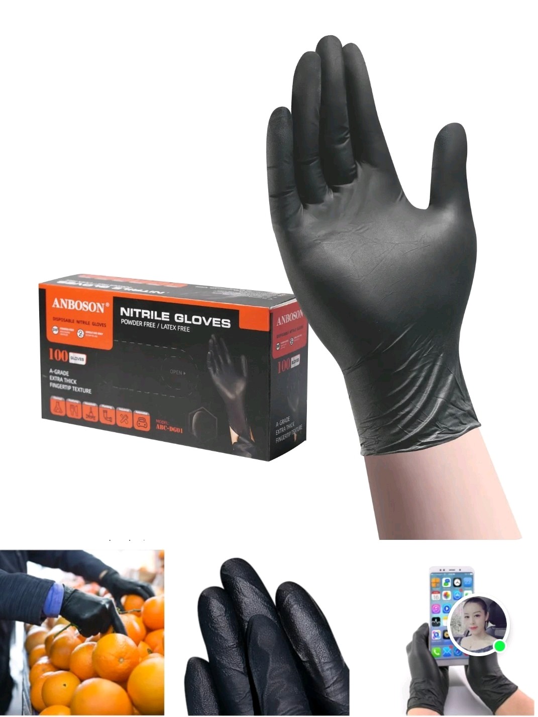 100 Disposable Nitrile Exam 5 mil Latex Free Medical Cleaning Food-Safe Gloves L