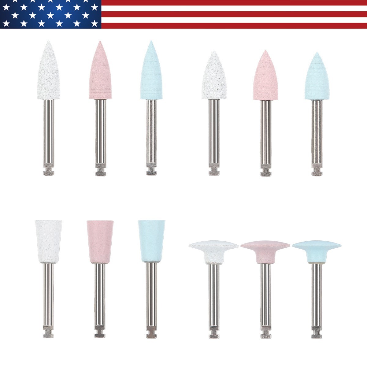 Dental Composite Polishing Burs Kit RA Silicone Polisher 2.35mm For Contra Angle