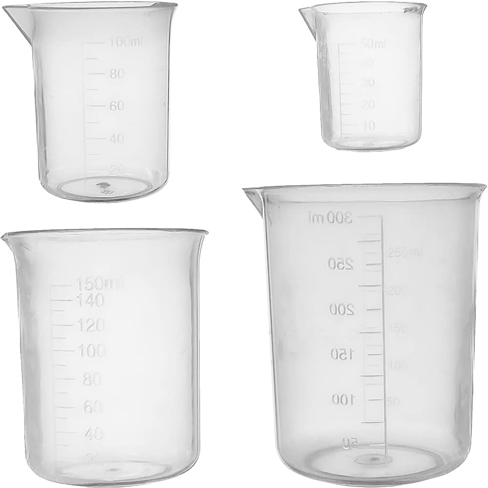 Plastic Graduated Beakers Transparent Lab Measuring Cup 50ml / 100ml /150ml /250